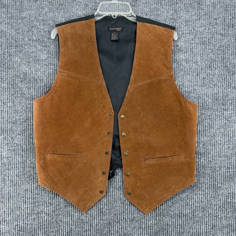 Vintage Brown Suede Leather Vest Mens M Western‎ Cowboy Y2K Indie